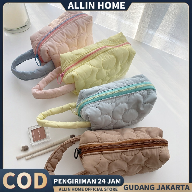 

ALLINHOME Korean Pouch Pillow Untuk Tempat Make Up Aksesoris / Kotak Pensil Sleting Motif Bunga Handle Pastel
