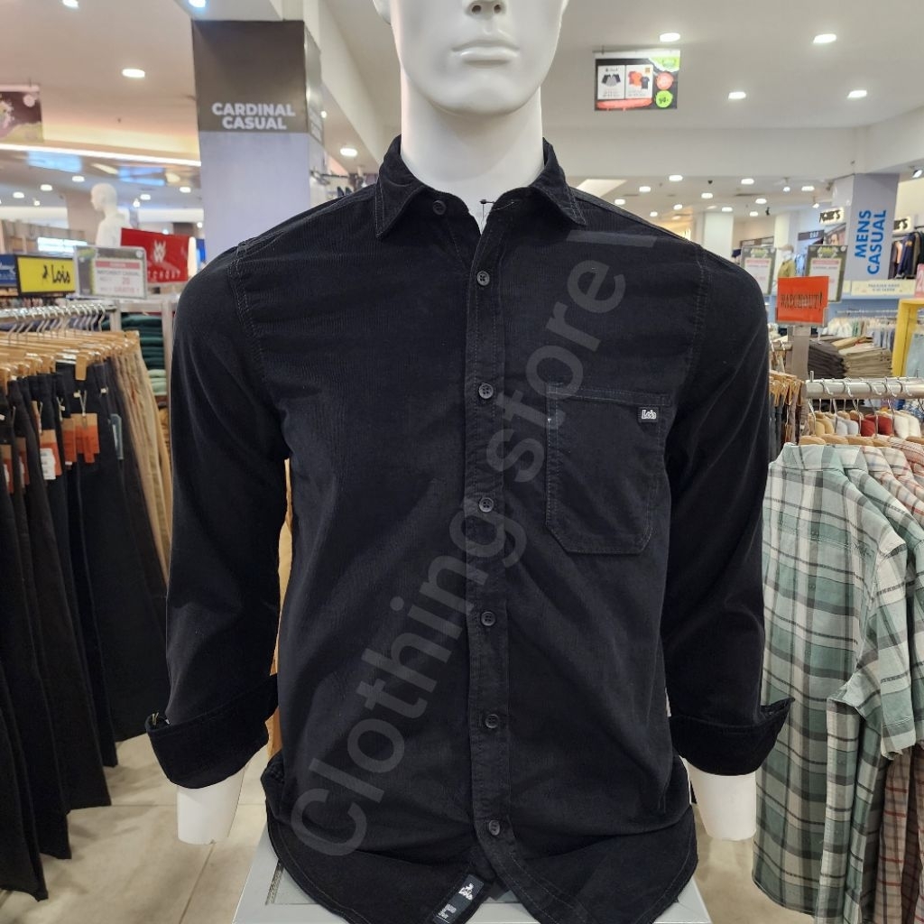 LOIS ORIGINAL kemeja corduroy pria lengan panjang hitam KLL551