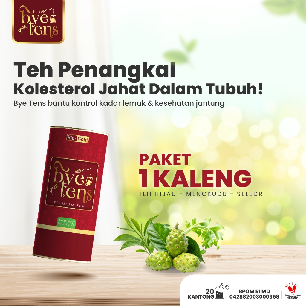 

Bye Tens - Teh Celup Daun Mengkudu Seledri & Tea Hijau Obat Kolesterol Darah Tinggi Halal BPOM