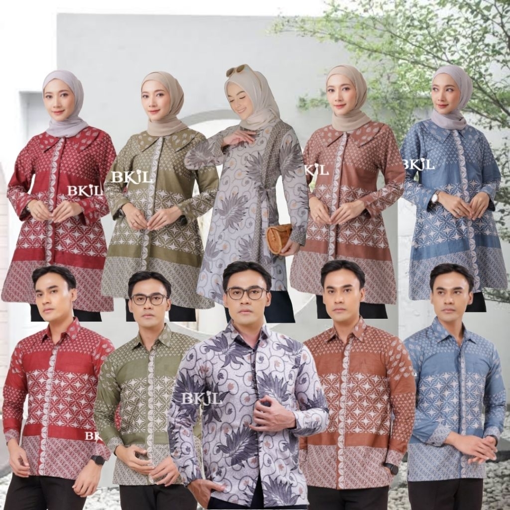 Batik Couple Sania Ruffle Set Pakaian Couple Baju Batik Couple Premium