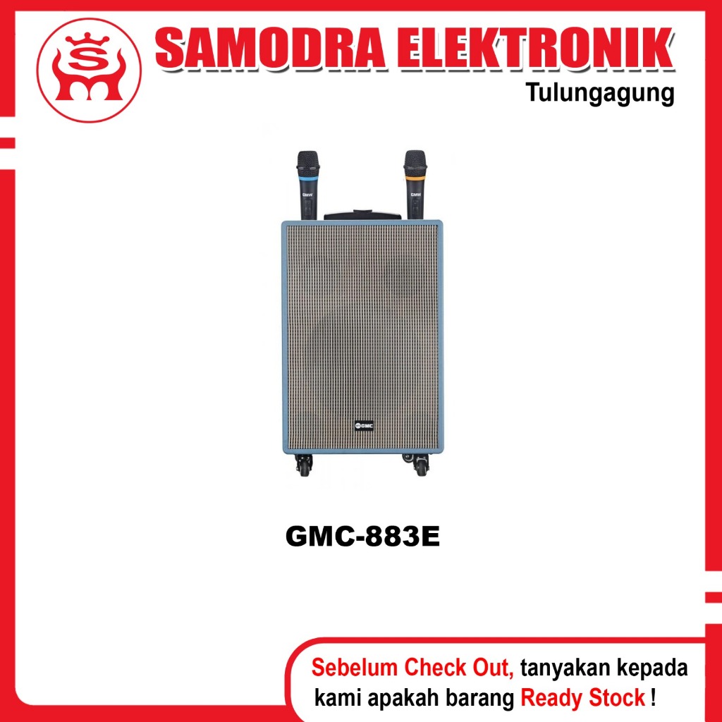 Speaker Aktif GMC 883E | Speaker Portable Bluetooth Free 2 Mic Wireless Gmc