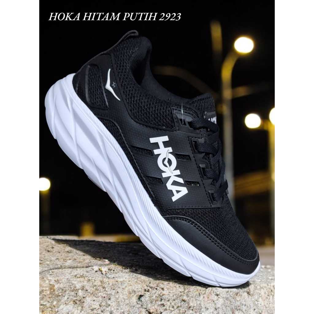 Sepatu Hoka Hitam Sekolah Pria Wanita Sneakers Hoka Runing Olahraga Sepatu Full Black