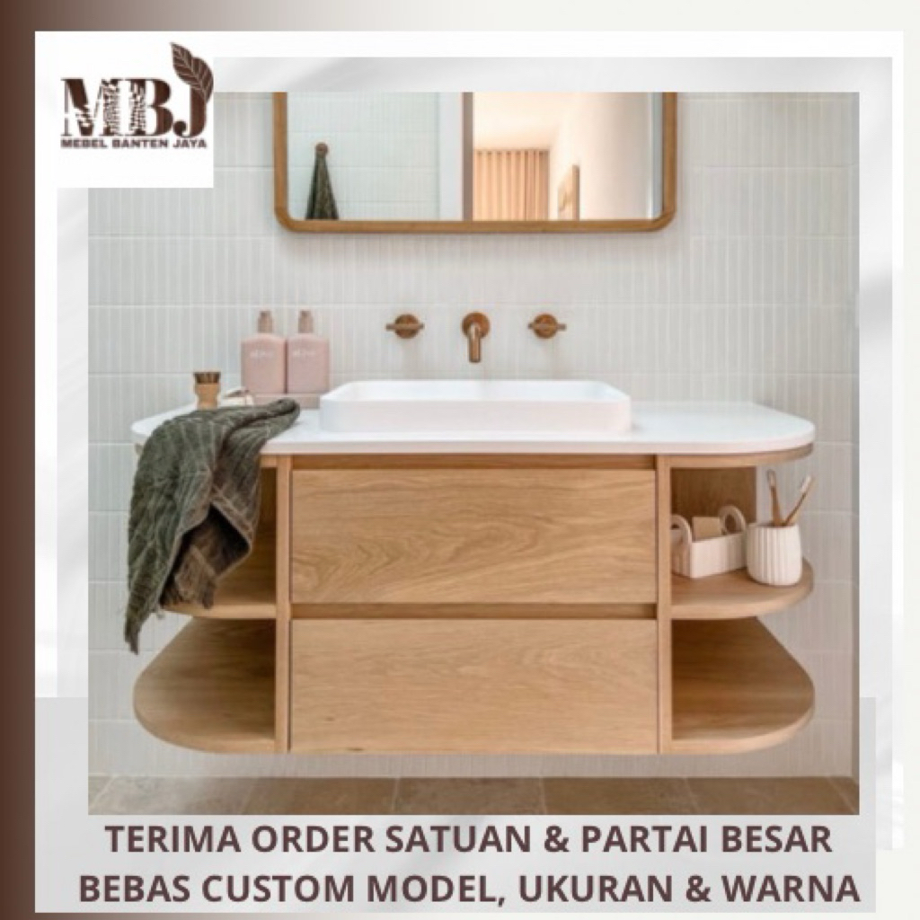 meja wastafel gantung kabinet wastafel