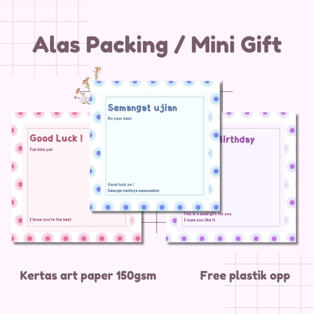 

( Vol 5 ) Kertas Mini Gift + Plastik | Alas Packaging | Mini Gift Costum | Motìf Bunga