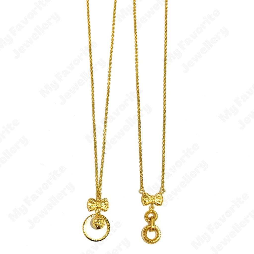 Kalung Pita Gantung Ring Emas Asli Kadar 700 16K