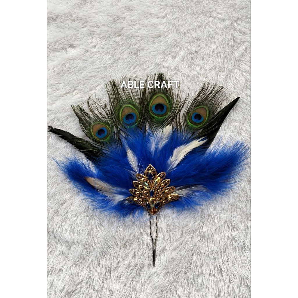 Tusuk konde replika merak/Aksesoris celeng srenggi/Aksesoris njaran/Hiasan kepala bulu