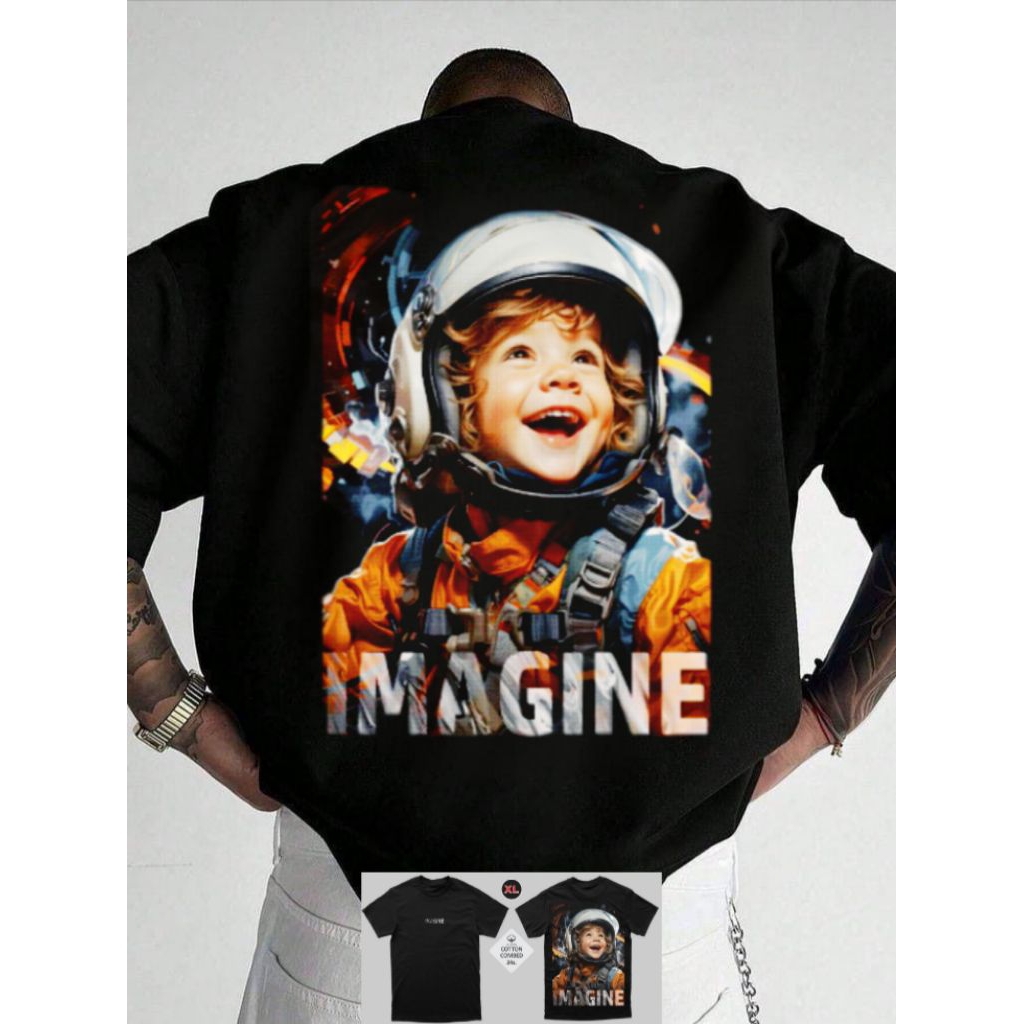 Kaos Astronot Imagine Luar Angkasa Hitam Spesial Sale Untuk Pria Dan Wanita Katun Kombet 24s