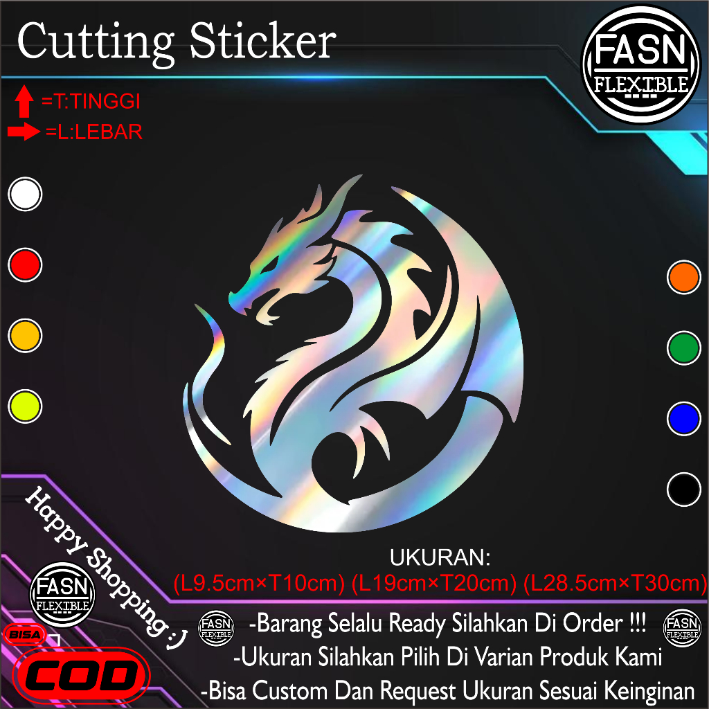 Sticker "LOGO NAGA BULAT" Cutting Sticker Body Motor / Mobil Dan Lain Lain