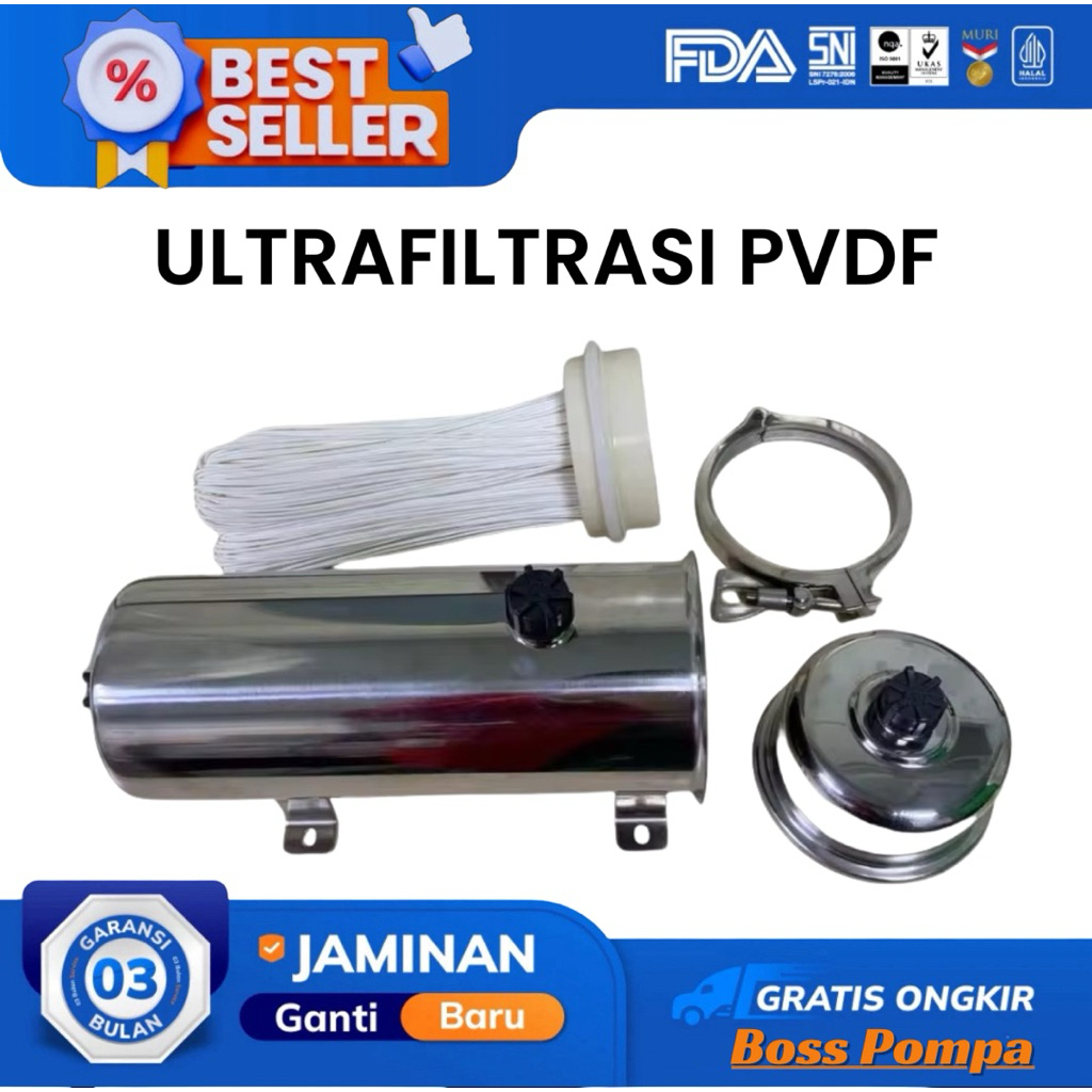 Ultrafiltrasi PVDF Water Pre Filter 1000 LPH UF PVDF 1000 Lph PVDF