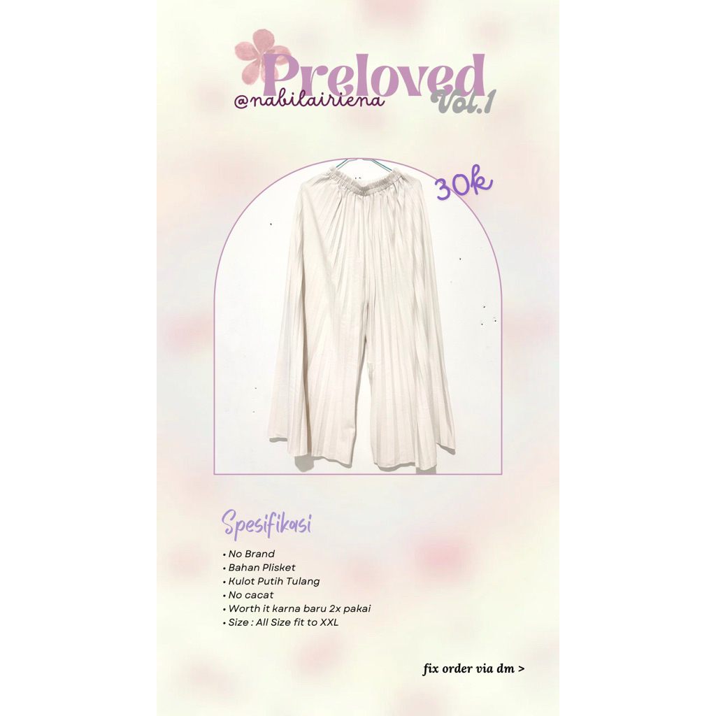 Celana Kulot Plisket Putih Preloved byBels | Celana Kulot Bigsize