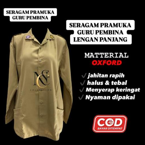 Atasan Seragam Pramuka GURU PEMBINA Lengan Panjang Kain OXFORD Baju Seragam Pramuka Safety Kerja Wan