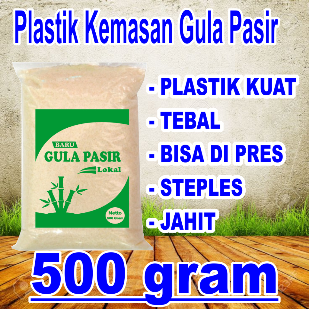50 Pcs Plastik Kemasan Gula Pasir 500Gram Sablon