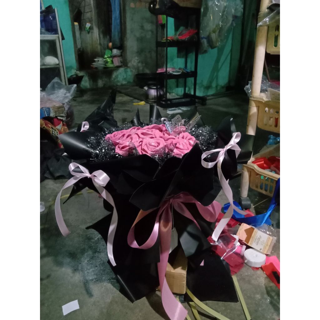 

buket pita satin 10 tangkai full gliter