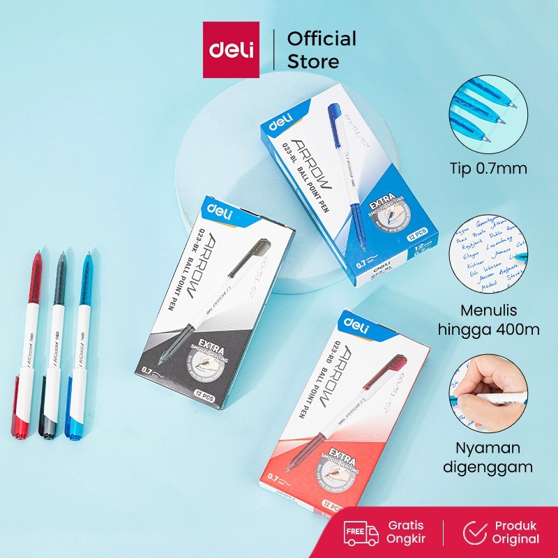 

Deli Ultra Smooth Gel Pen Pulpen Retractable Capable 0.7mm Tinta Hitam/Biru/Merah EQ23