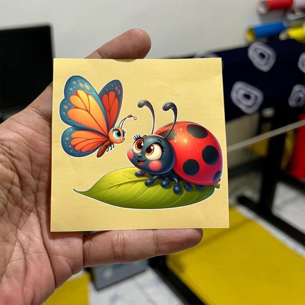 

sticker kupu dan kumbang, stiker imut, stiker lucu, stiker nyala reflektive