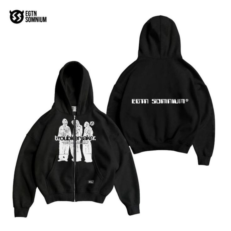 EGTN Somnium Hoodie Hitam Troublemaker Gramasi 280