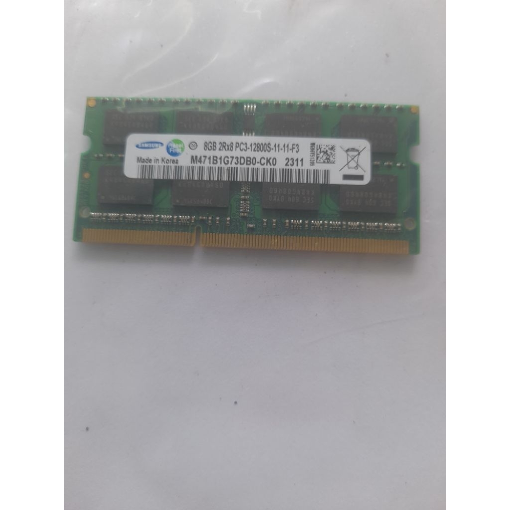 RAM SODIM DDR3 8 GB 12800S BEKAS LEPASAN LAPTOP
