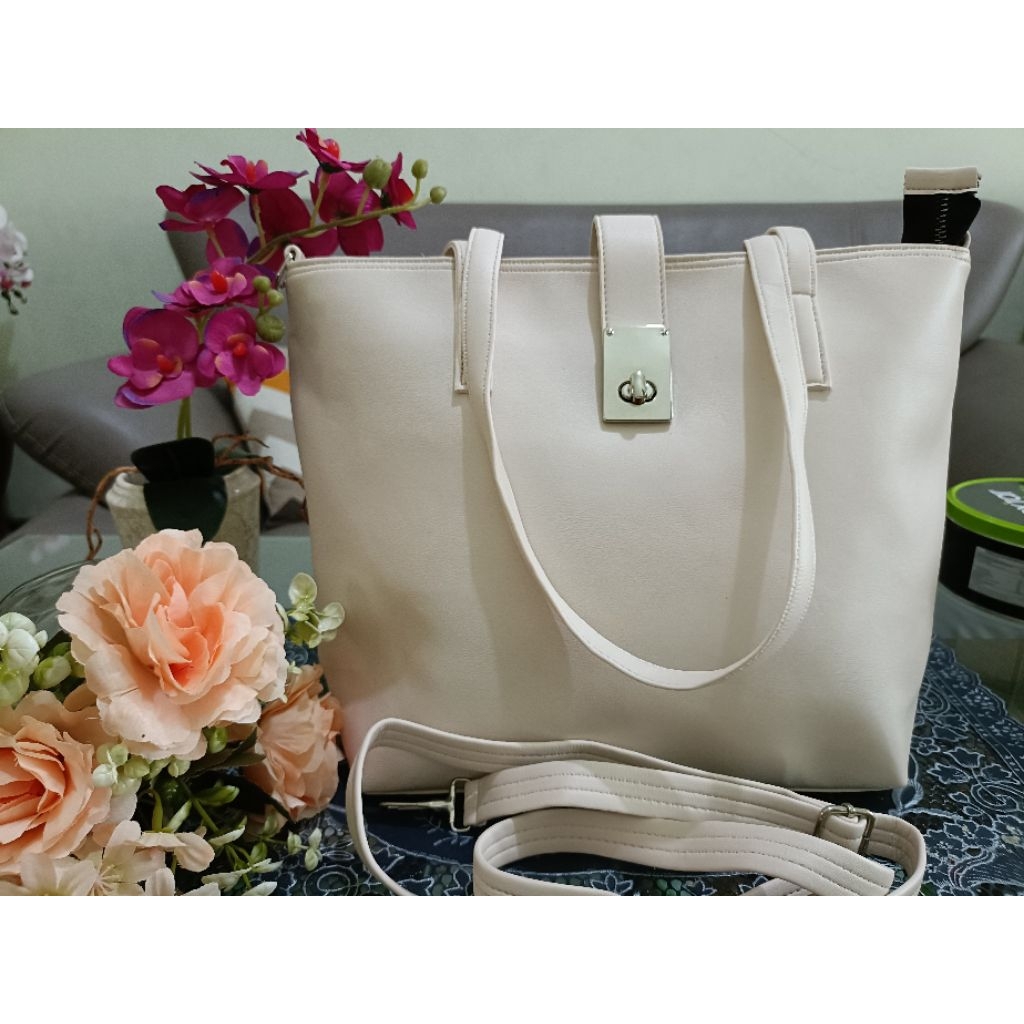 Tas Tote, Tote bag, warna putih BW