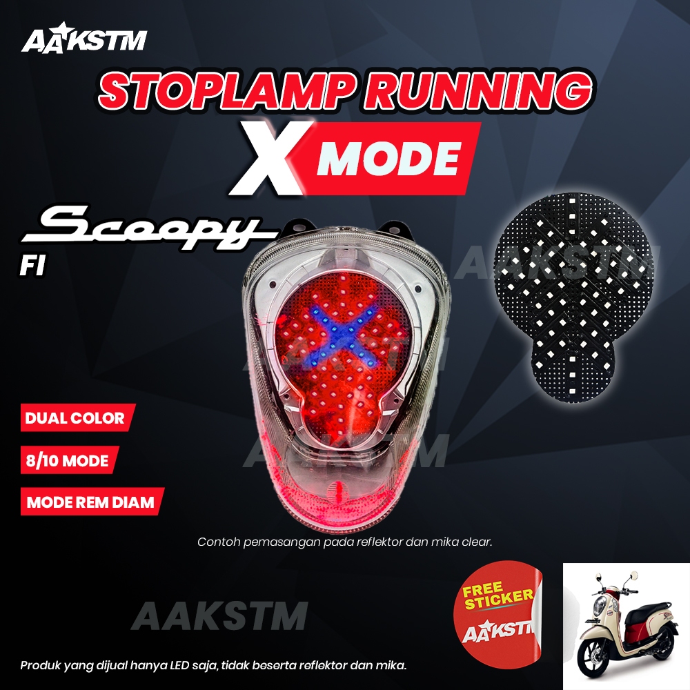 Lampu Rem Running X Mode Scoopy Fi LED 8 10 Mode Running Lampu Belakang Modifikasi Motor
