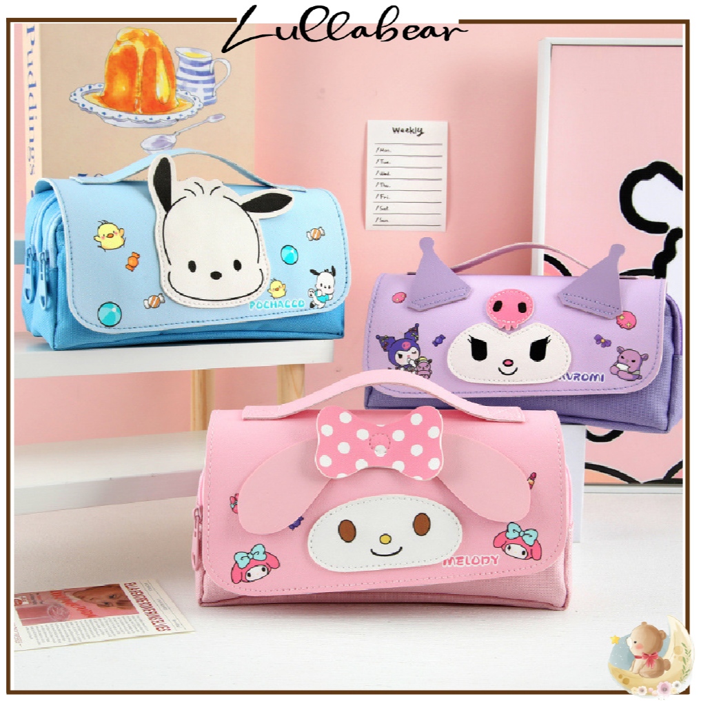 

TEMPAT PENCIL SANRIO / KOTAK PENSIL 3D SANRIO PU CANVAS KULIT LEATHER 2 KOMPARTEMEN