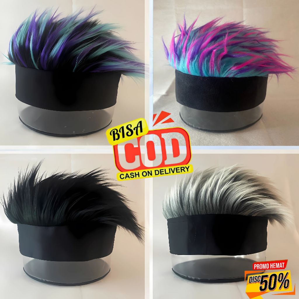 Topi Rambut Palsu Pria Topi Bulu Topi cosplay Topi anime Topi Wig Wig Rambut Pria