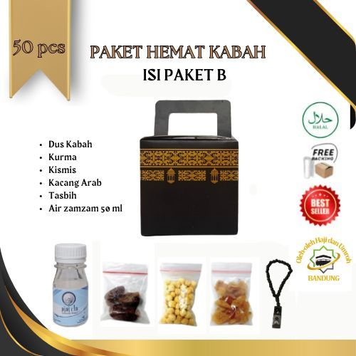 

Oleh Oleh Haji/Umroh Isi 50 Paket B Dus kabah, Botol+Air zam2, Kurma, Kacang Arab, Kismis, Tasbih