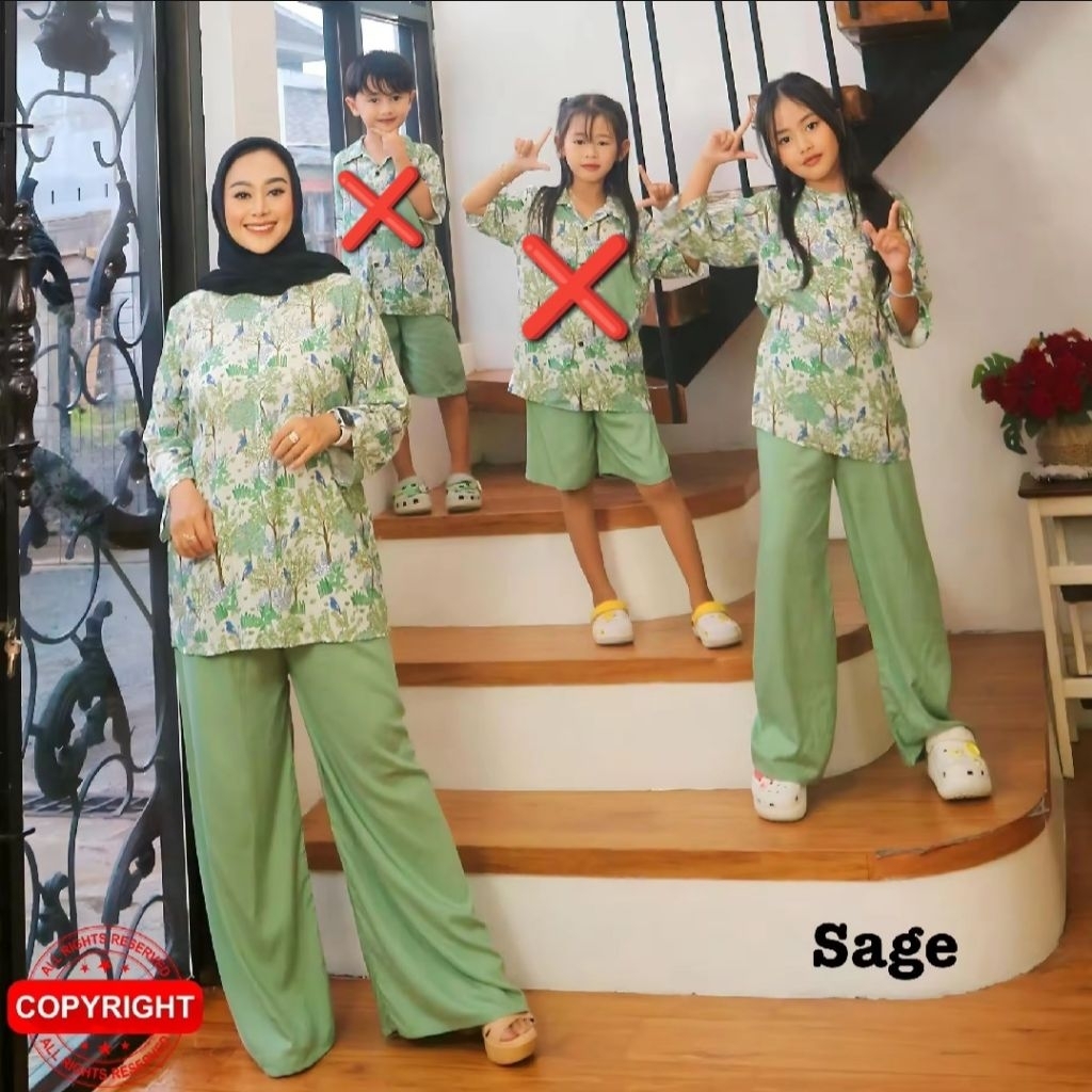 Setelan Rayon Couple Ibu Anak / Baju Couple Ibu Dan Anak Perempuan / One Set Couple Ibu Anak Perempu