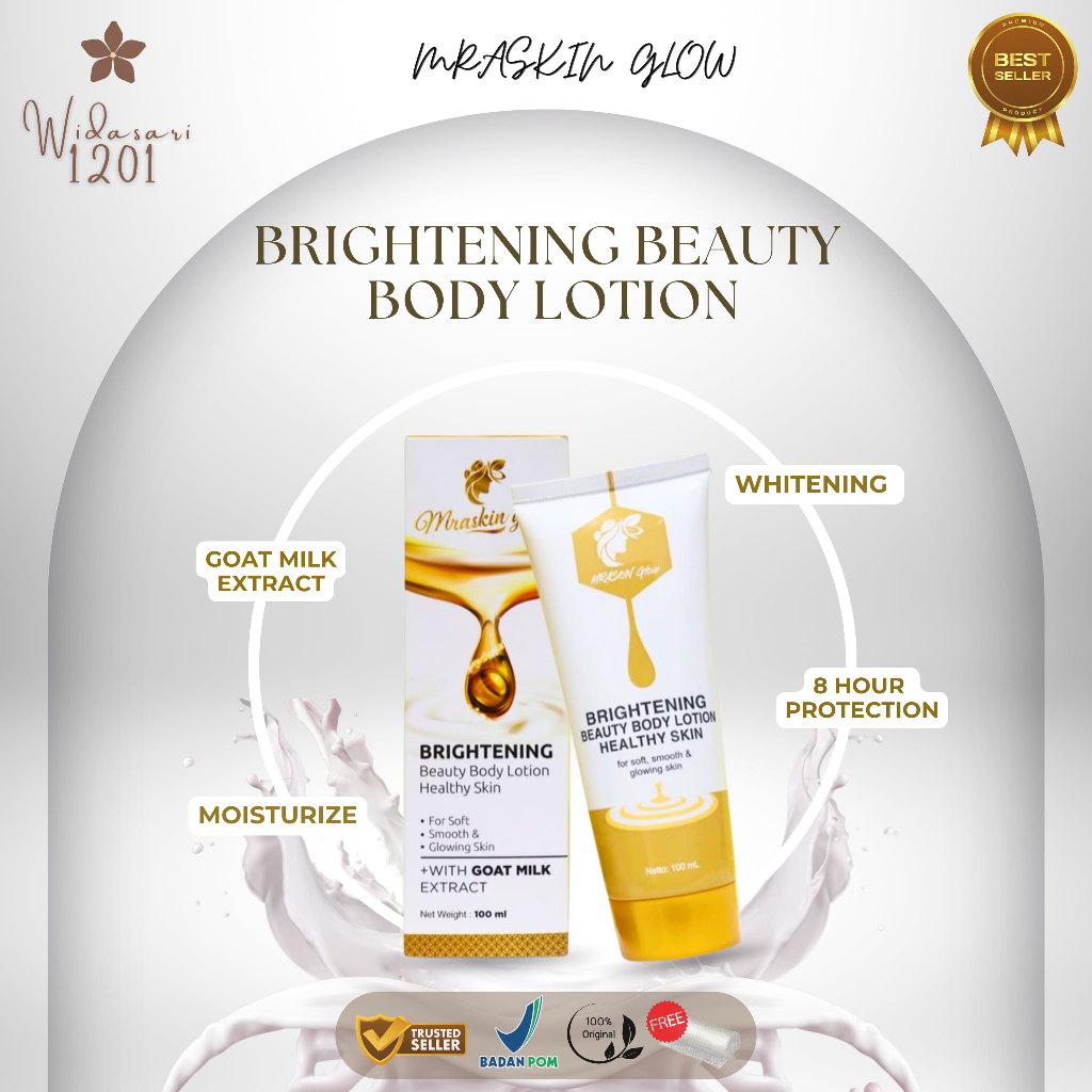 Mraskin glow brightening beauty body lotion healthy skin BPOM with extract goat milk