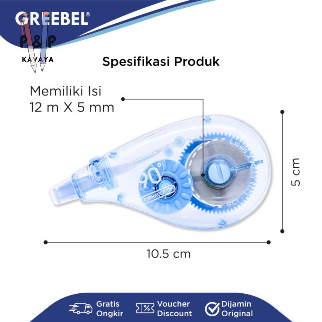 

CORRECTION TAPE TIP EX ROLL TIP EX KERTAS PITA PENGHAPUS GREEBEL GCT-1228 12 METER