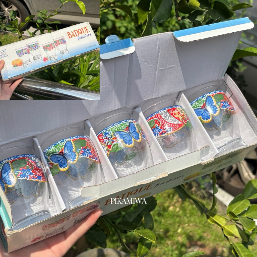 GELAS SET KADO KEMBANG ISI 4 PCS / 5 PCS / 6 PCS gelas kado gelas motif gelas cantik gelas lucu