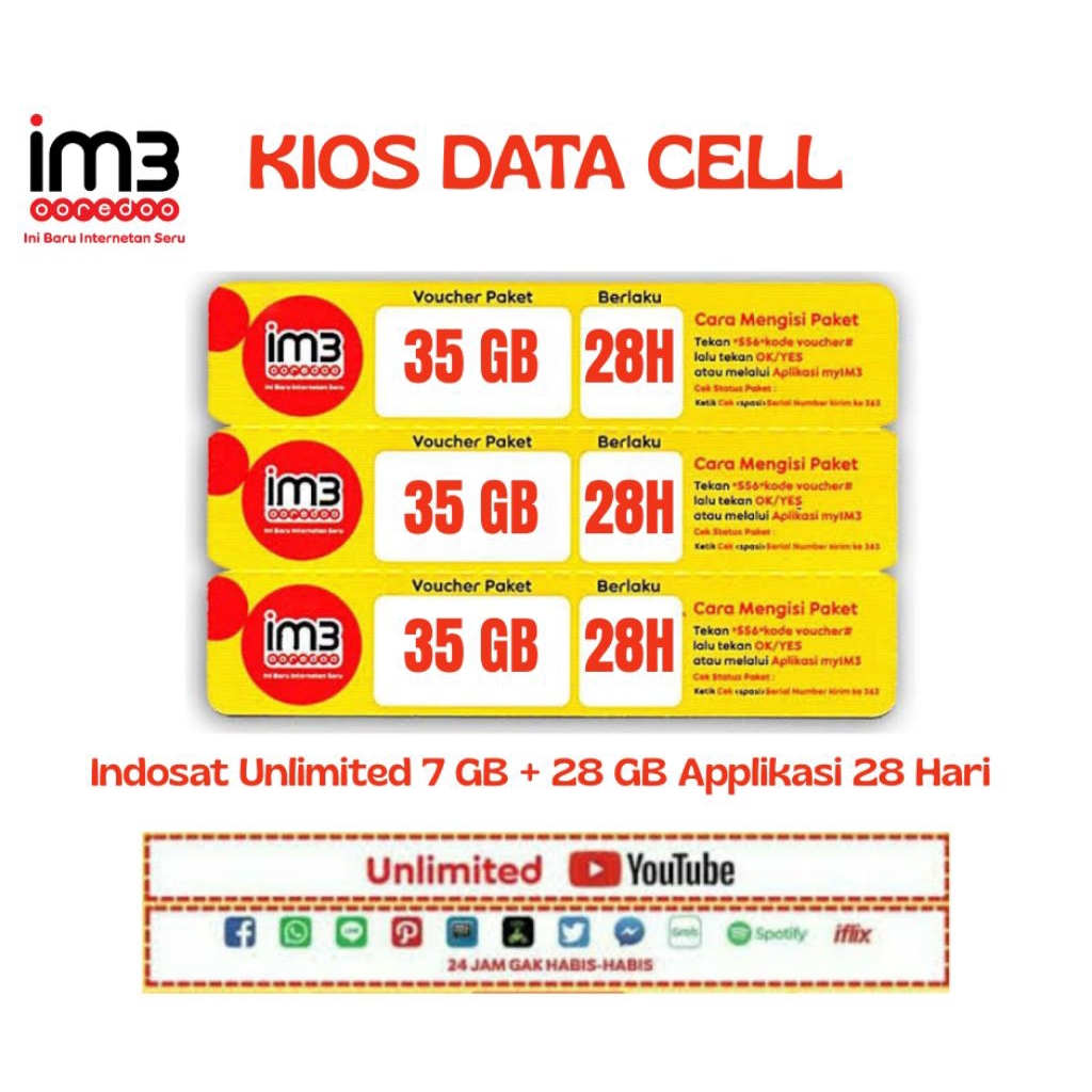 Voucher Indosat Unlimited 35 GB