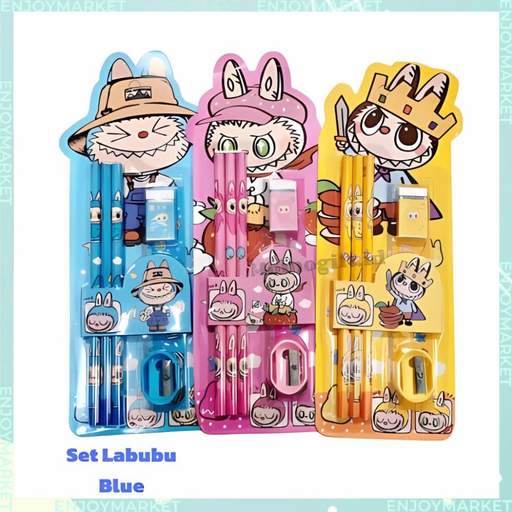 

Set Alat Tulis Pensil Motif Kartun Labubu Lucu Hadiah Sovernir Ulang Tahun 4 in 1