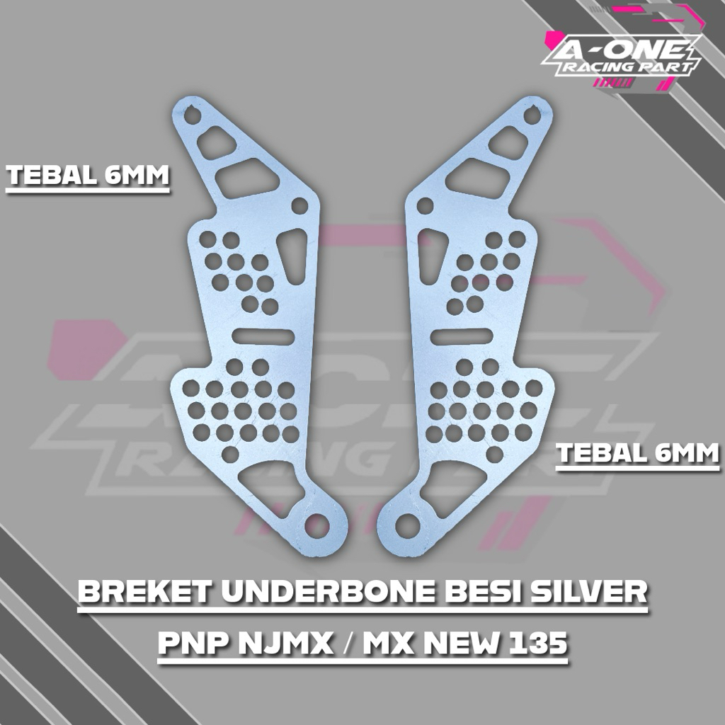 Breket Footstep Underbone A-One Besi PNP NJMX Silver (Free Sticker)