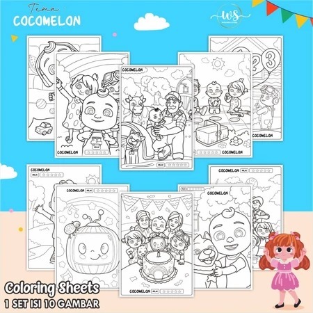 

KERTAS MEWARNAI KARAKTER COCOMELON 01 KERTAS A4 ISI 10 LEMBAR - COLOURING SHEETS FOR KIDS