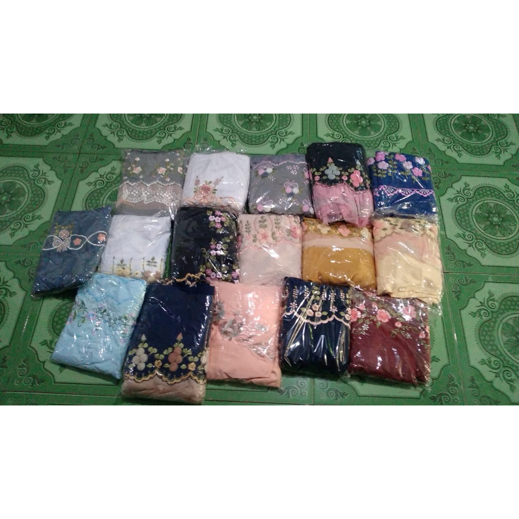 Mukena Terusan Katun Sutra Bordir Mewah