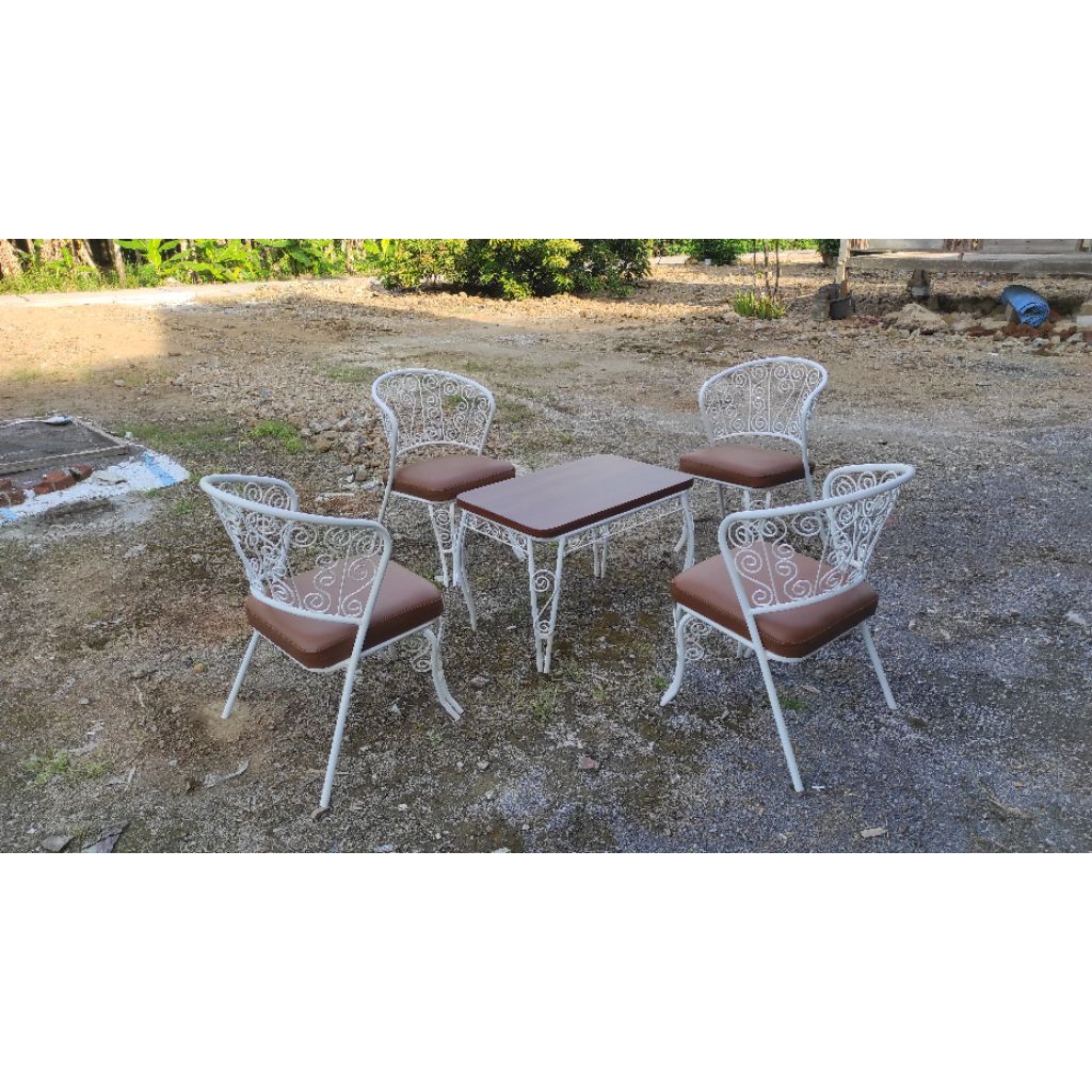 kursi tamu pipa besi asli ori lawas, jok busa