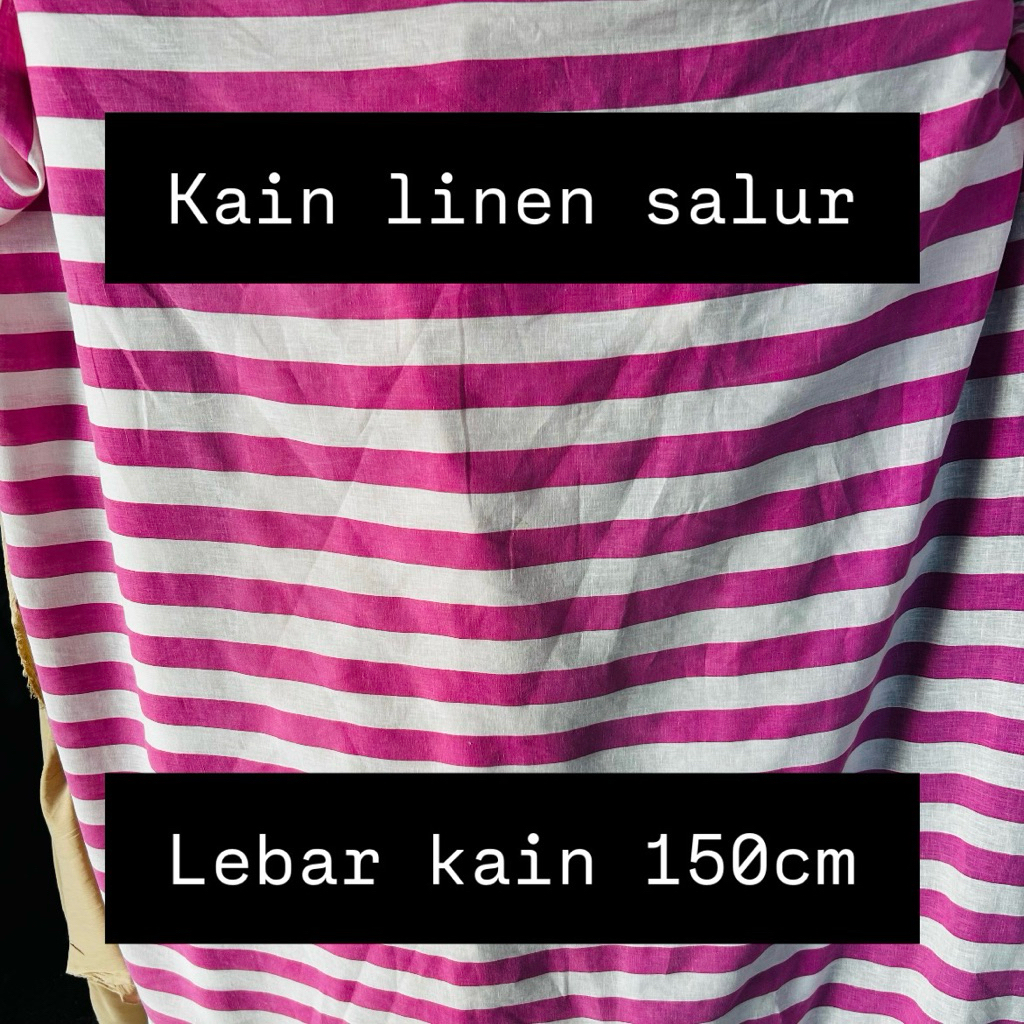 Kain/bahan linen motif salur/linen salur/linen motif/linen import/bahan bagus dan adem/
