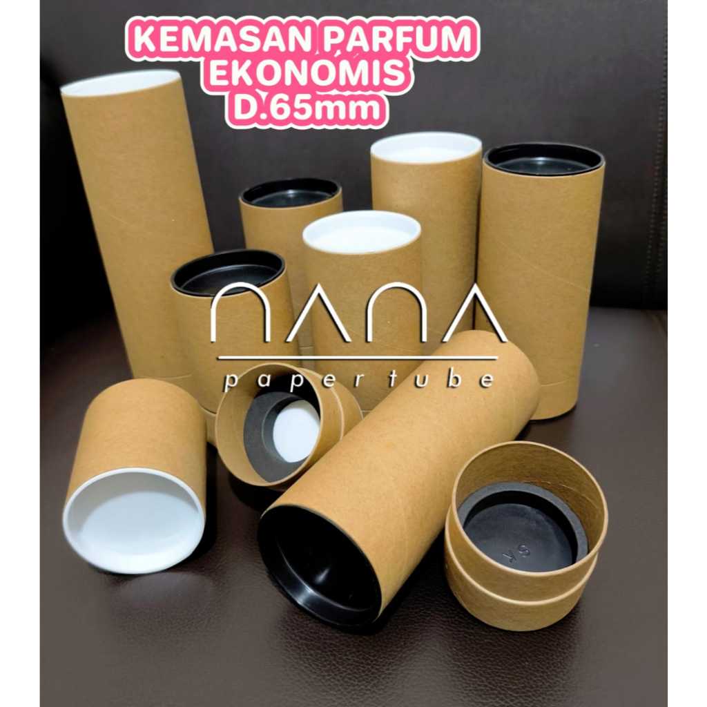 

Paket 100 pcs Nana Paper Tube Ekonomis 65 mm kemasan perfume bukaan bawah sudah termasuk spon eva