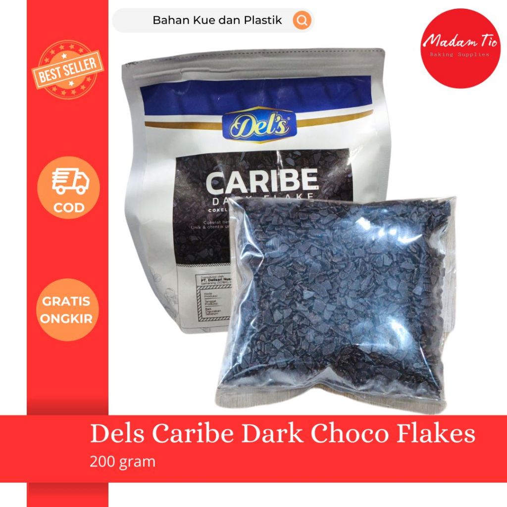 

Dels Caribe Dark Choco Flakes 200gram rpck