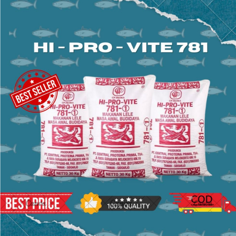 PELET PAKAN IKAN HI-PROVITE  781 (781-1, 781-2 781-3)  Repack 1kg  500gr pakan ikan, nila, gurame, l