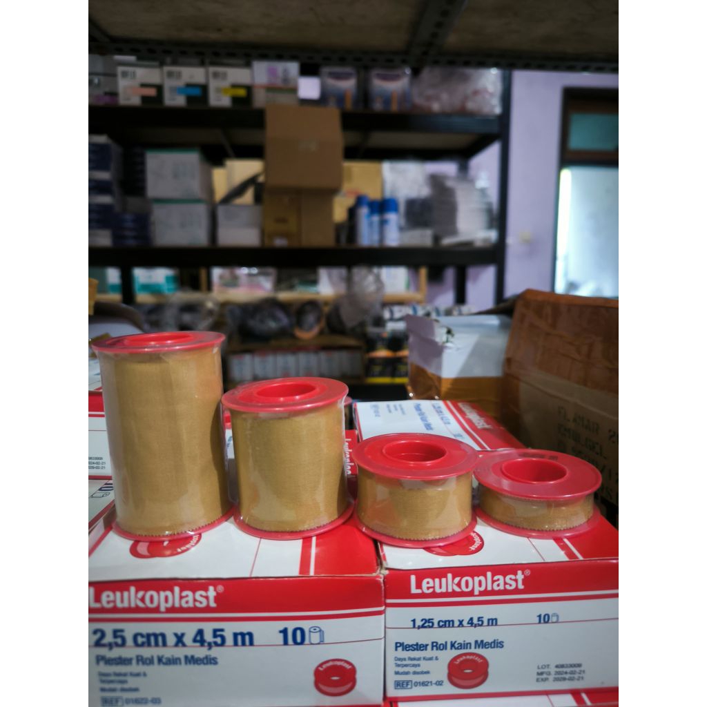 Plester Kain Leukoplast Roll 1,25cm 2,5cm 5cm 7,5cm / Leukoplast Plester Coklat Medis (ECERAN)