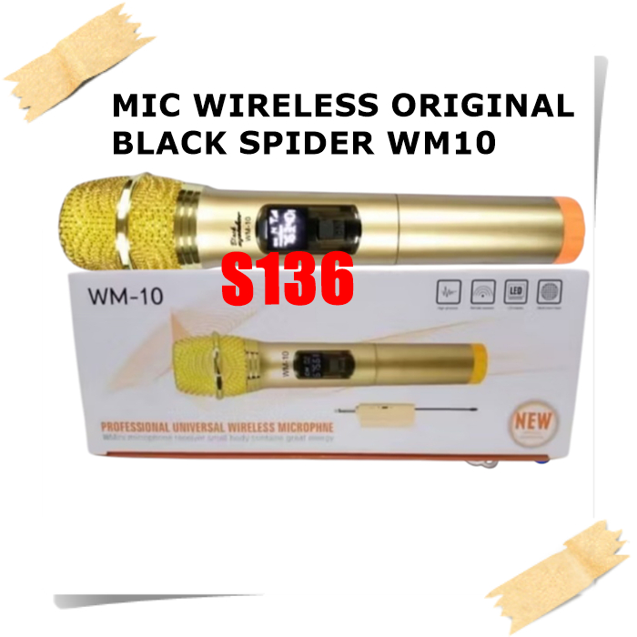 S136 MIC WIRELESS ORIGINAL BLACK SPIDER WM10 WM 10 CAS CHAS CASAN MIK WIRELESS SINGLE MIX WIRELESS