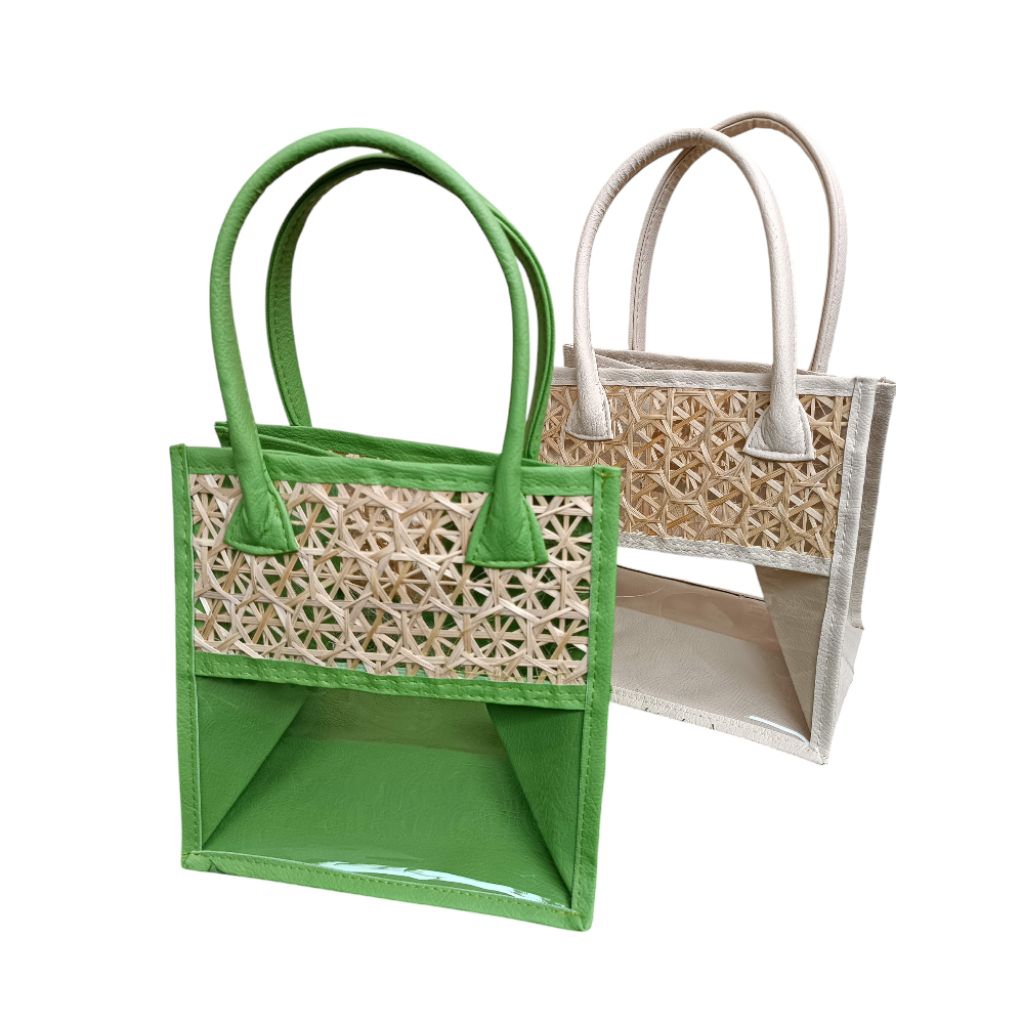 

20×15×20 Tas Hampers Toples Bulat / Tas Jinjing Souvenir Bingkisan Bridesmaid Wedding / Tas Mika Bambu Etnik