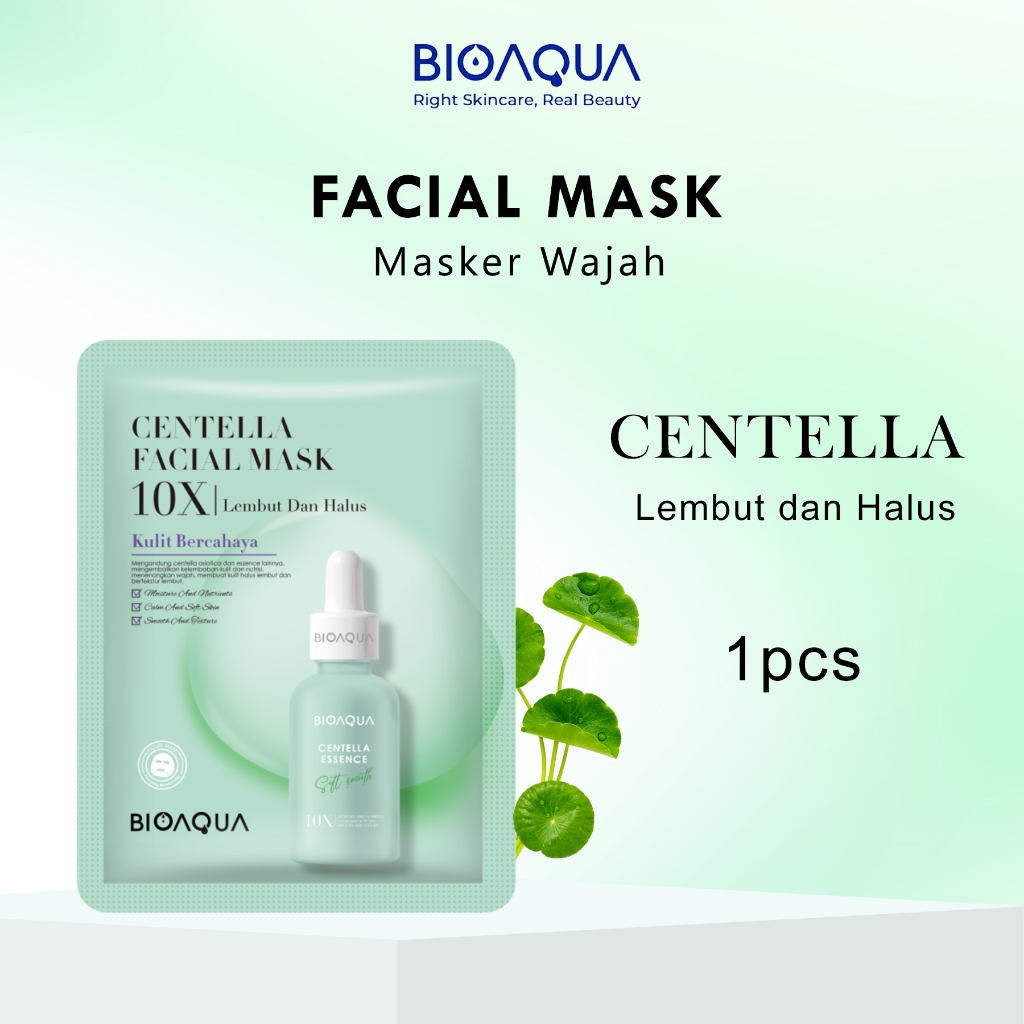 BIOAQUA Sheet Mask Centella 10X The Effect Masker Wajah Whitening - Melembapkan Wajah