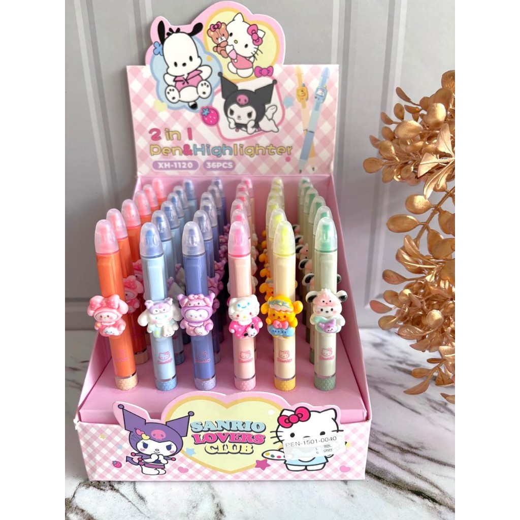 

Cindy Pulpen Sanrio Lucu 2 in 1 Pen Highlighter Tinta Hitam 0.5 mm Dan Stabilo