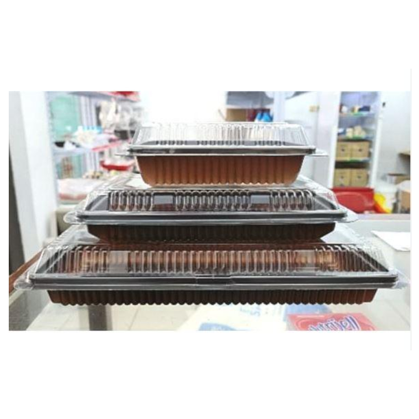 Tray Box Tempat Mika Persegi Panjang Brownies Kue Bolu Cake 3 PCS