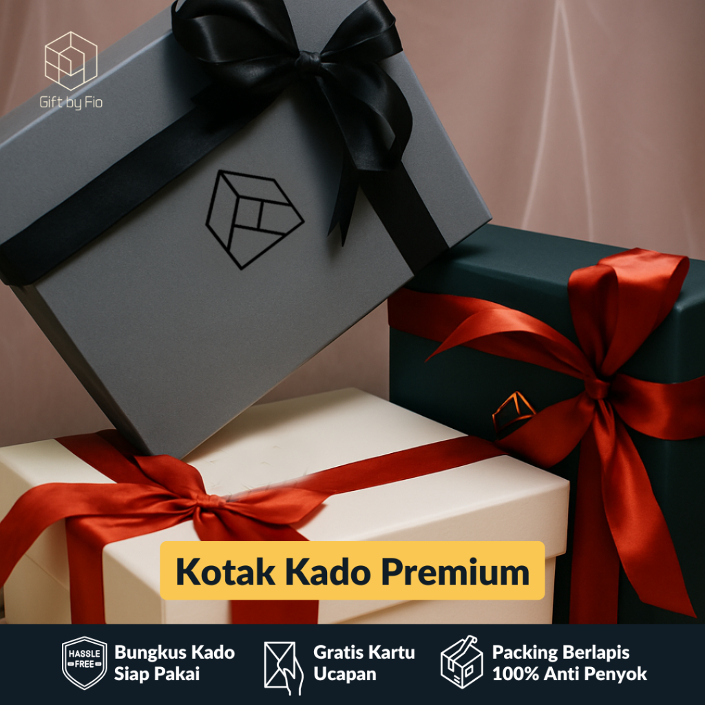 

Giftbyfio | Kotak Kado Premium Medium – Bungkus Siap Pakai + Pita + Kartu Ucapan | Anti Penyok & Elegan