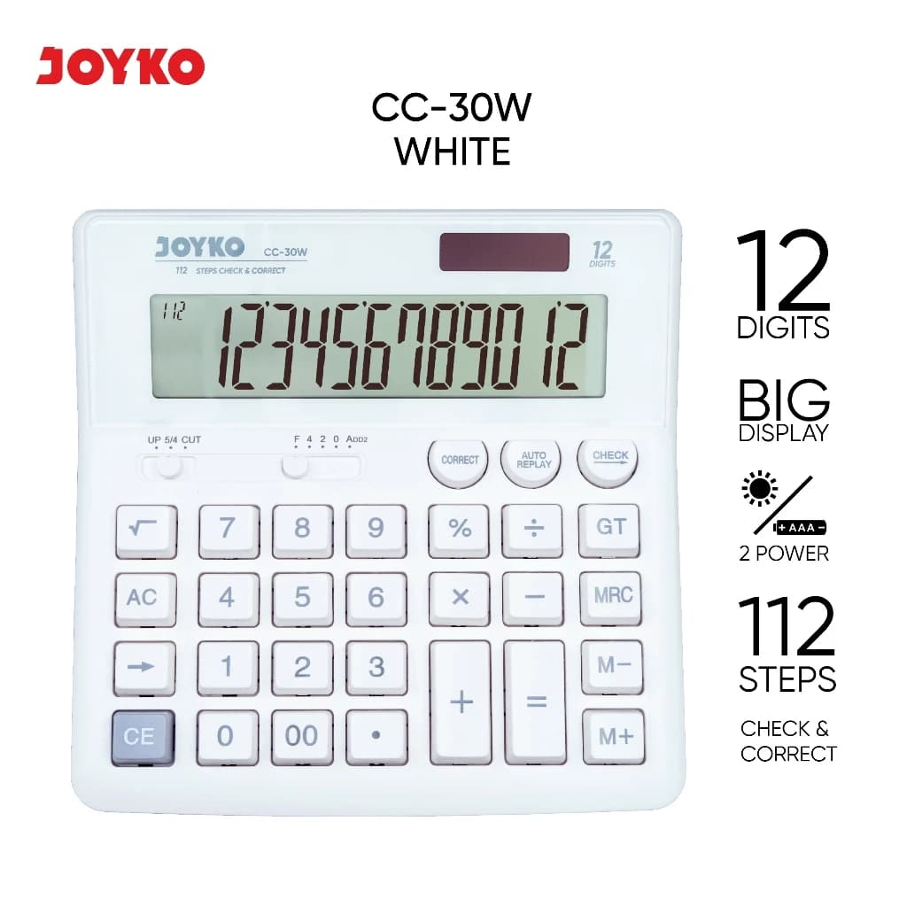 

Calculator Kalkulator Joyko CC-30W 12 Digits Check Correct