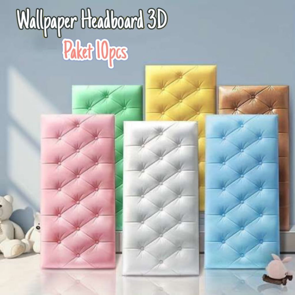 Wallpaper 3D Foam Kedap Suara Tahan air HeardBoard Bed Wallfoam Empuk 10pcs Foam dinding