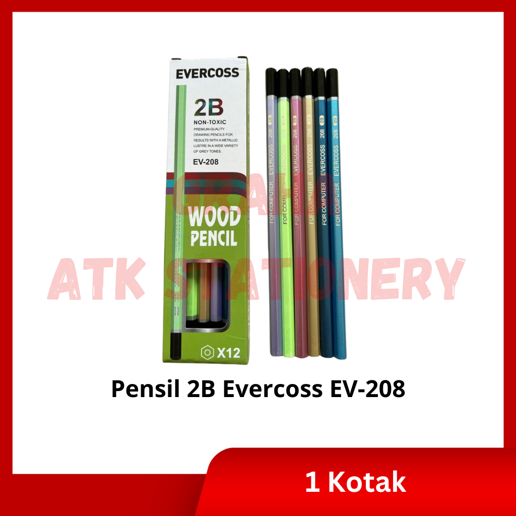 

[1 Kotak] Pensil Kayu 2B Evercoss / Pencil / Pensil Ujian 2B Evercoss